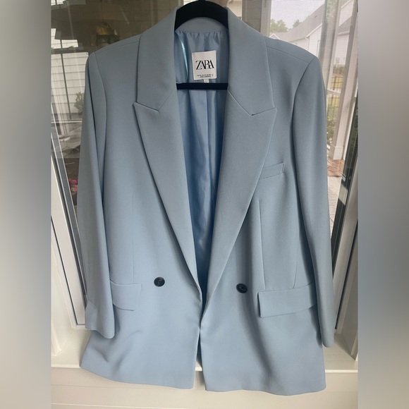 Zara Oversized Light Blue Blazer Size Large - Picture 7 of 7